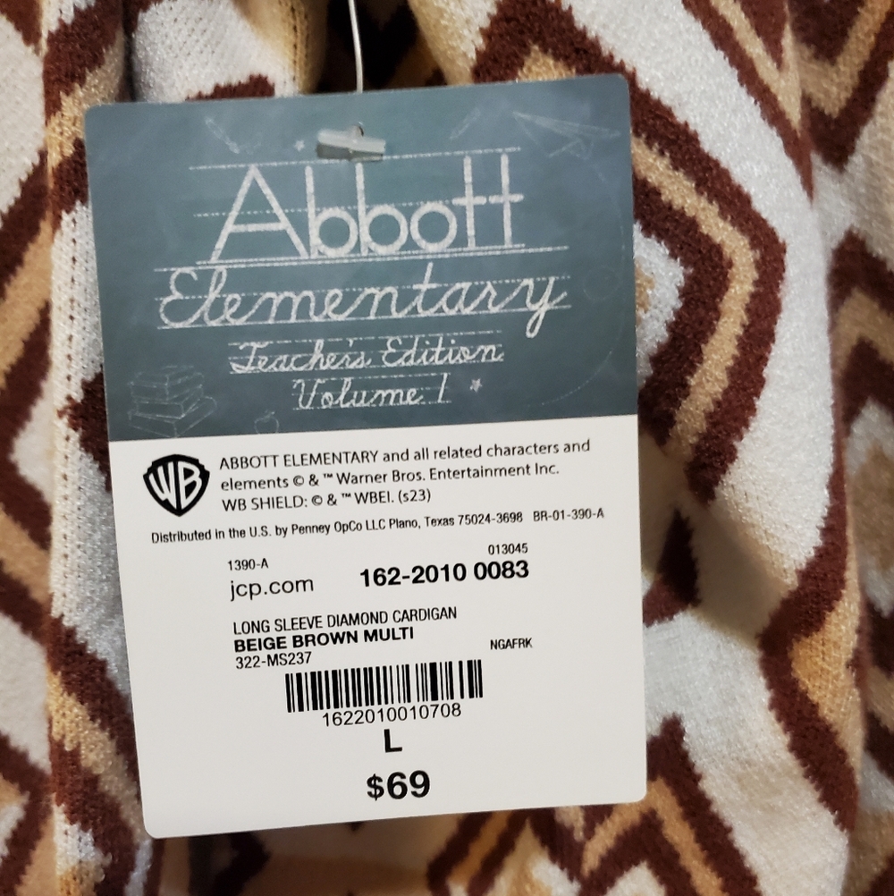 Abbott Elementary Geometric Pattern Cardigan - Be… - image 7